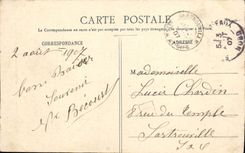 Vuelta de la POSTAL de la VENDIMIA de la abadía vieja de los benedictinos de los monjes de St Amand