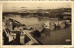 VINTAGE POSTCARD Avignon Bridge St Benezet Seen of the rock of Doms and the island of Barthelasse