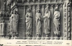 CPA Reims La Cathedrale Ebrasement Nord Porche central