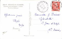 POSTAL MODERNA teatro antiguo arqueológico de Castan del jardín público de Besanzón les Bains