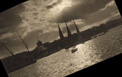 VINTAGE POSTCARD Geneva in the twilight