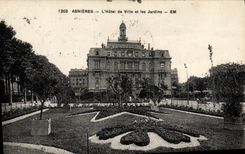CPA Asnieres L'Hotel de Ville et les Jardins