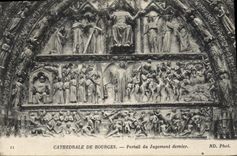 Catedral de la POSTAL de la VENDIMIA de la puerta de Bourges del juicio pasado
