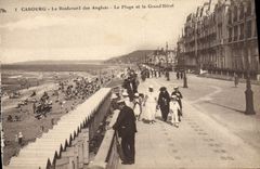 VINTAGE POSTCARD Cabourg the Boulevard of the English the Beach and the Large Hotel