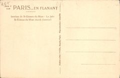 VINTAGE POSTCARD Paris While Strolling Interior of St Etienne of the Mount the jube