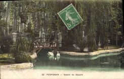 VINTAGE POSTCARD Perpignan Basin Of the Public garden