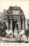 VINTAGE POSTCARD Paris the Fountain Saint Michel