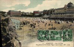 VINTAGE POSTCARD Biarritz Cote Money View Of Main beach has Tide