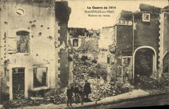 VINTAGE POSTCARD the War De Blainville On I' Eau Houses in Militaria ruins