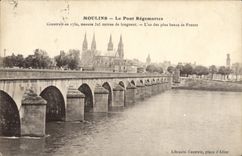 VINTAGE POSTCARD Moulins the Regemortes Bridge