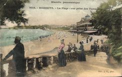 VINTAGE POSTCARD Biarritz the Beach Seen from of Tamaris