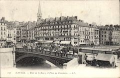 VINTAGE POSTCARD Nnates Bridge Of the Stock Exchange And Place Of the Trade