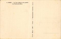 CPA Paris La Tour Eiffel et les Jardins