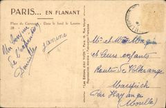 VINTAGE POSTCARD Paris Places Carousel In the Content Louvre