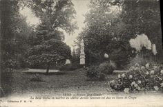 VINTAGE POSTCARD Sens Public garden Jean Cousin the beautiful marble statue of the famous Senovais artist