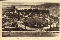 VINTAGE POSTCARD Nice Gardens Seen of the Municipal Casino
