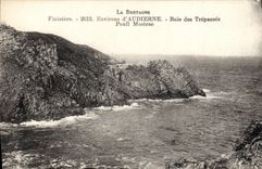 Alrededores de la POSTAL de la VENDIMIA de Audierne Baie de la infracción Poull Mostrec