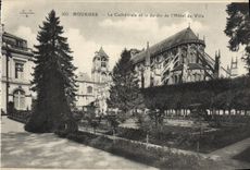 VINTAGE POSTCARD Bourges the Cathedral And the Garden De I' Town hall