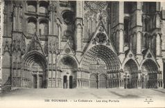 VINTAGE POSTCARD Bourges the Cathedral Five Gates