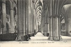 VINTAGE POSTCARD Interior Bourges Of the Cathedral Low Nave