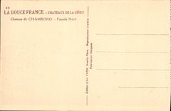 Ataque frontal de Loire ch4ateau Castle De Northern Chambord de la POSTAL de la VENDIMIA