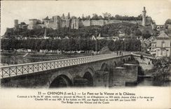 VINTAGE POSTCARD Chinon the Bridge On Vienna And the Castle