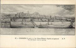 VINTAGE POSTCARD Chinon the Old man According to an Engraving