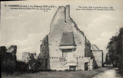 La POSTAL Chinon de la VENDIMIA el viejo cuarto o Charles VII del castillo aceptó el arco del d de Jeanne