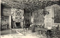 VINTAGE POSTCARD Palate De Fontainebleau François Living room 1st