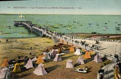CPA Arcachon La Plage Et La Jetee Promenade