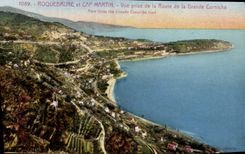 VINTAGE POSTCARD Roquebrune And Cape Martin Seen from Of the Road Of the Large Cornice