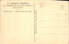 VINTAGE POSTCARD Arcachon Sunset on the beach