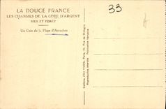 Los encantos de la POSTAL de la VENDIMIA de la dimensión del mar del dinero y perforan una esquina de la playa de Arcachon
