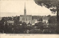VINTAGE POSTCARD Arcachon the Notre Dame Church