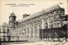 VINTAGE POSTCARD Bourges the Cathedral Seen from Of the Garden Of the Town hall