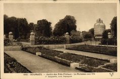 VINTAGE POSTCARD Bourges Garden Of Close Fichaux the Brook with the Irises