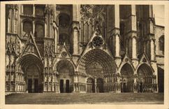 VINTAGE POSTCARD Bourges the Cathedral Five Gates of the Frontage
