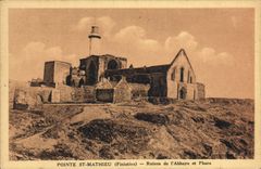 De la VENDIMIA de la POSTAL del punto ruinas de Mateo Saint de la abadía y del faro