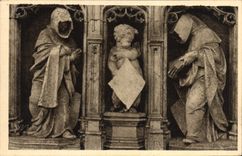 VINTAGE POSTCARD Borough Church of Husks Figures of the mausoleum of Marguerite de Bourbon the whining ones