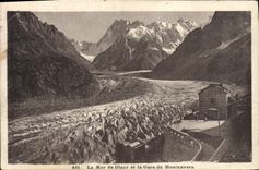 VINTAGE POSTCARD Sea Of Ice And Train station De Montenvers