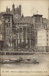 VINTAGE POSTCARD Lyon Apse Of the Cathedral St Jean And ND of Fourviere Boat