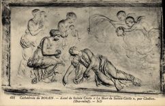 VINTAGE POSTCARD Cathedral Of Rouen Furnace bridge Of Sainte Cecile by Clodion