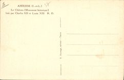 POSTAL Amboise de la VENDIMIA el castillo construido por Charles VII y Louis XIII