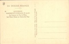 VINTAGE POSTCARD Auvergne Clermont Ferrand At the Top of Puy of dome the Mounts Domes or chain of Puys