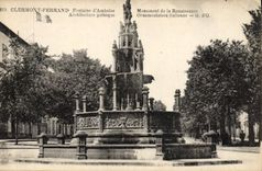 VINTAGE POSTCARD Clermont Ferrand Fountain D' Amboise