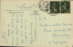 Monumento de Gambetta de Burdeos de la POSTAL de la VENDIMIA