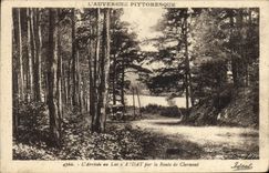VINTAGE POSTCARD Picturesque Auvergne the arrival with the Lake Aidat by the road of Clermont