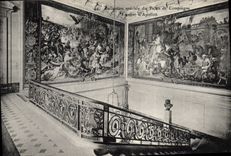 POSTAL Compiegne de la VENDIMIA la escalera del castillo de Apolo