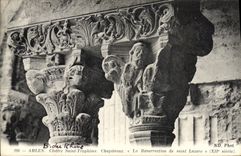 VINTAGE POSTCARD Arles Cloister Of Saint Trophime Capitals the resurrection of Lazare Saint