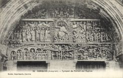 VINTAGE POSTCARD Conches Tympanum of the Gate Of the Church